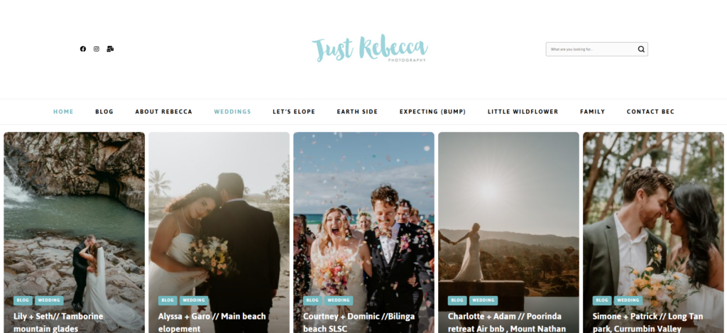 Just Rebecca Photography homepage